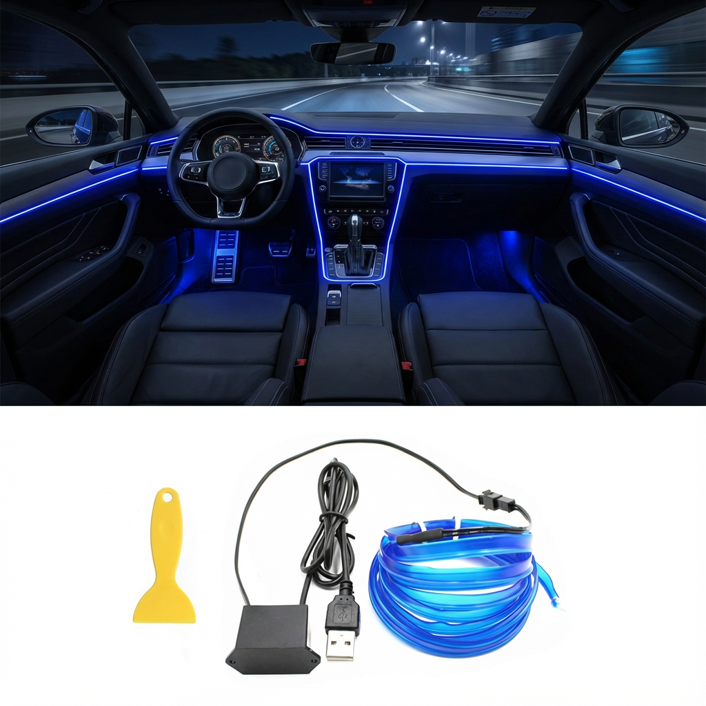 Éclairage Ambiant Néon EL USB – Transformez Votre Voiture en Espace de Luxe KBauto™