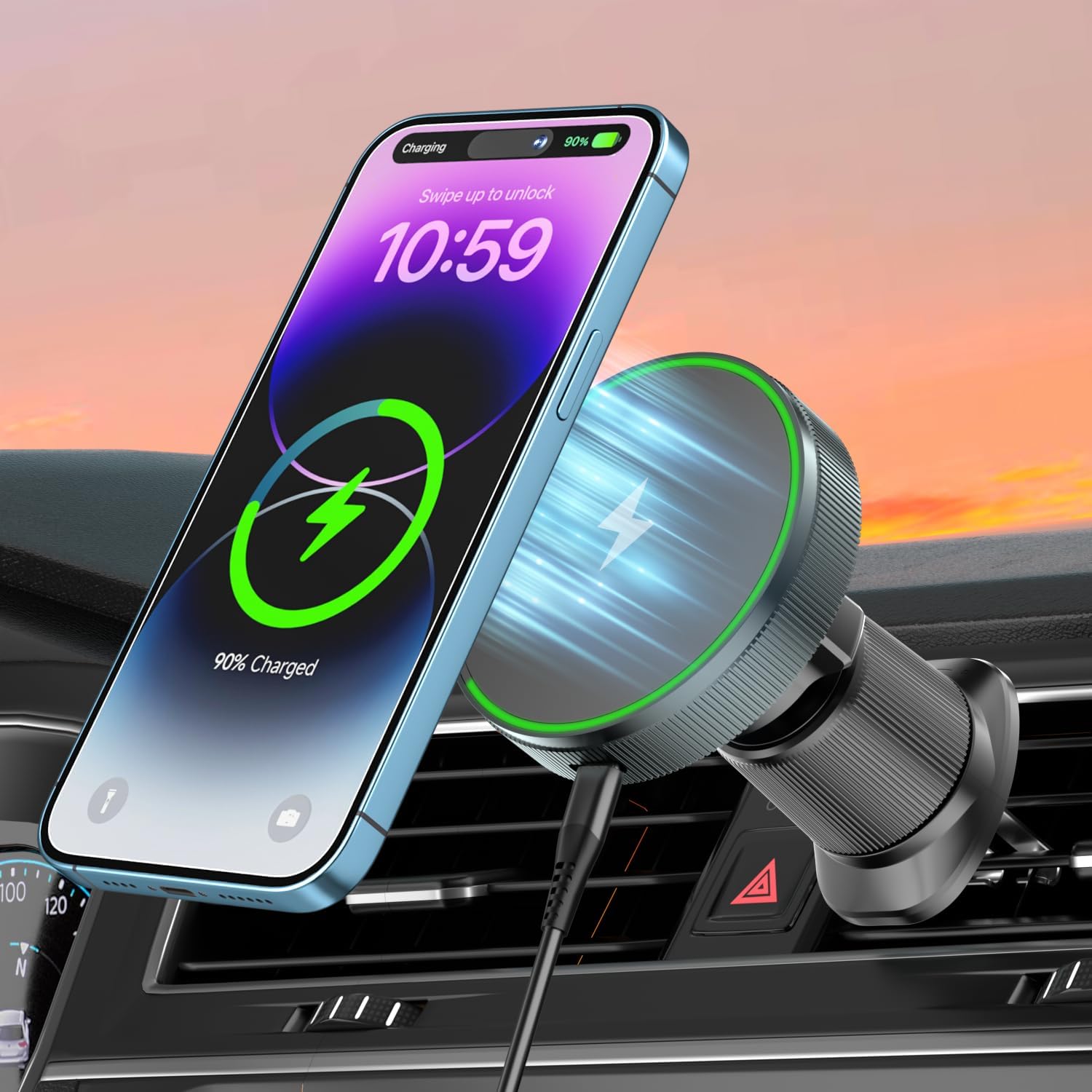 Support Voiture MagSafe TOPK 15W – Charge Rapide Magnétique Premium KBauto™